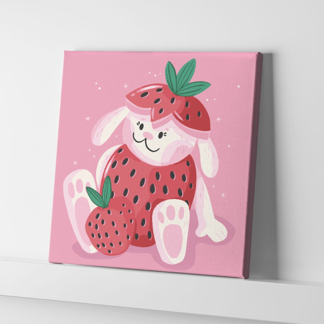 Strawberry Bunny - Paint by Numbers