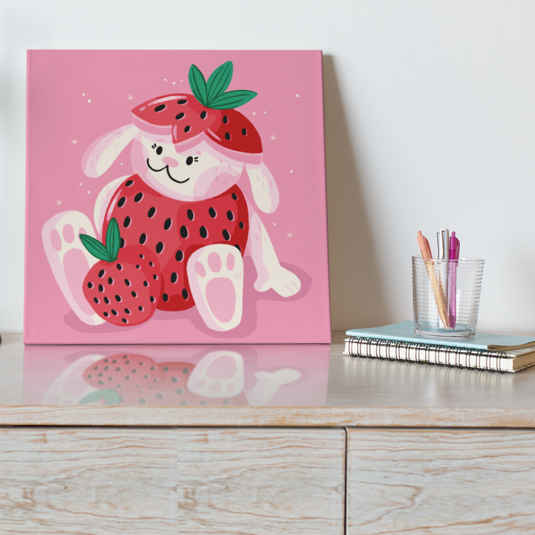 Strawberry Bunny - Paint by Numbers